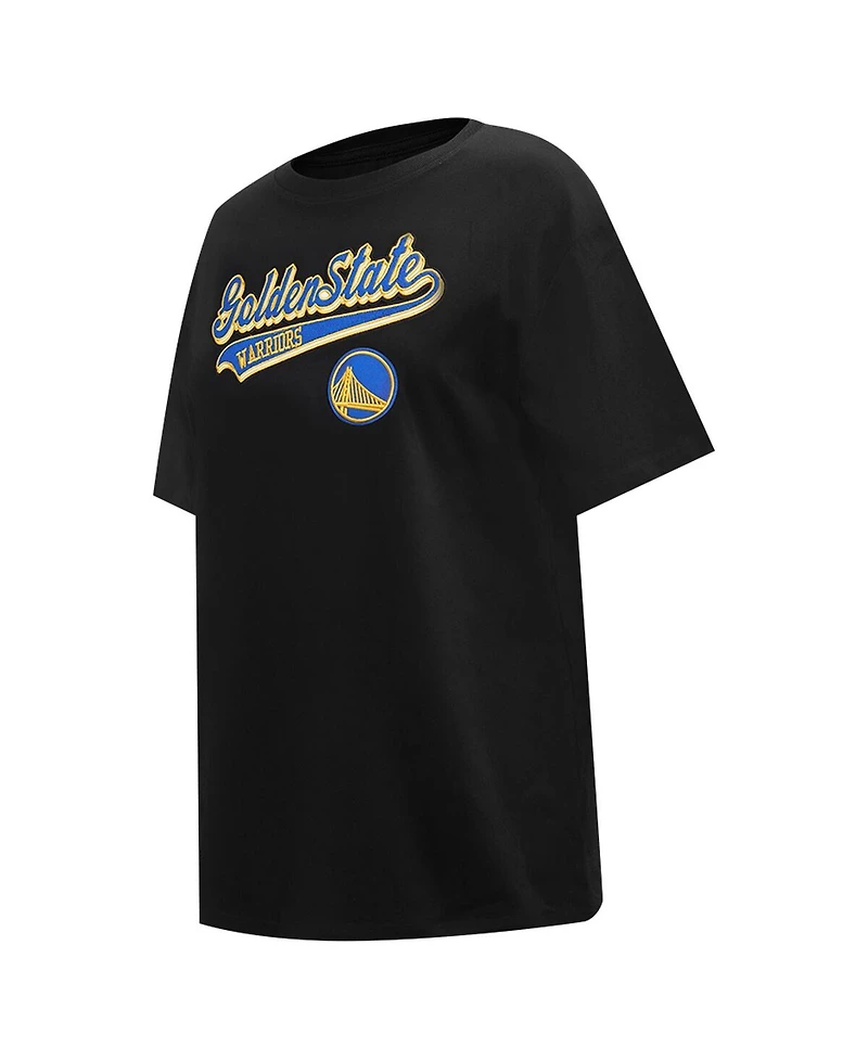 Women's Pro Standard Black Golden State Warriors Script Boyfriend T-shirt