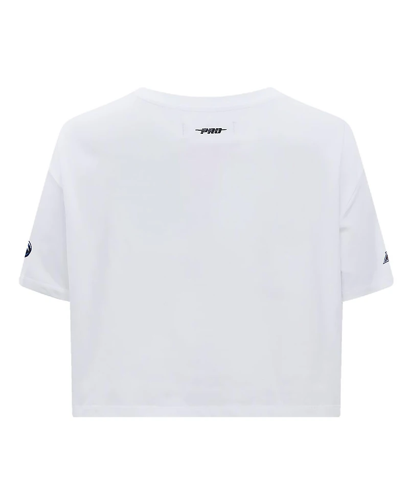 Women's Pro Standard White Colorado Avalanche Boxy Script Tail Cropped T-shirt