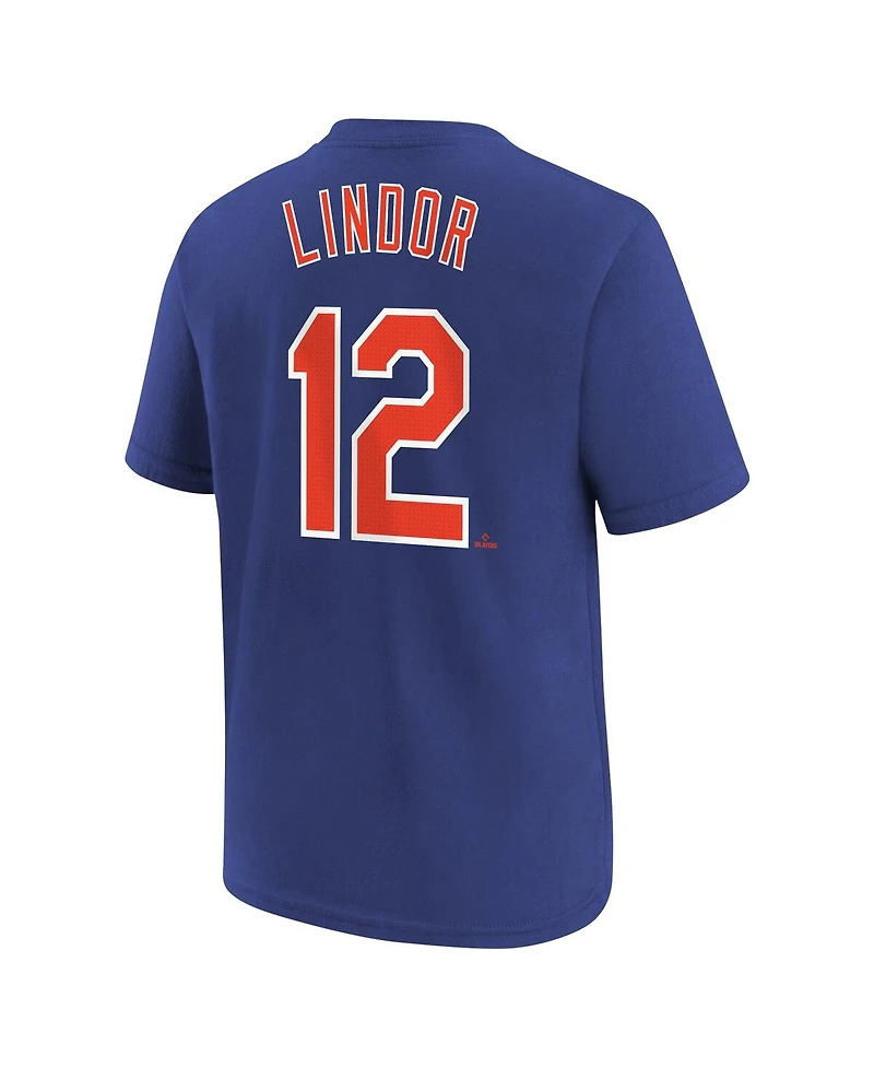 Big Boys Nike Francisco Lindor Royal New York Mets Home Player Name and Number T-shirt
