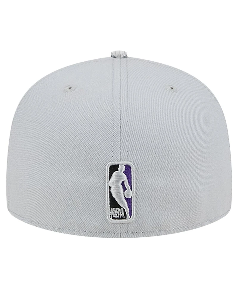 Men's New Era Gray Los Angeles Lakers Active Color Camo Visor 59FIFTY Fitted Hat