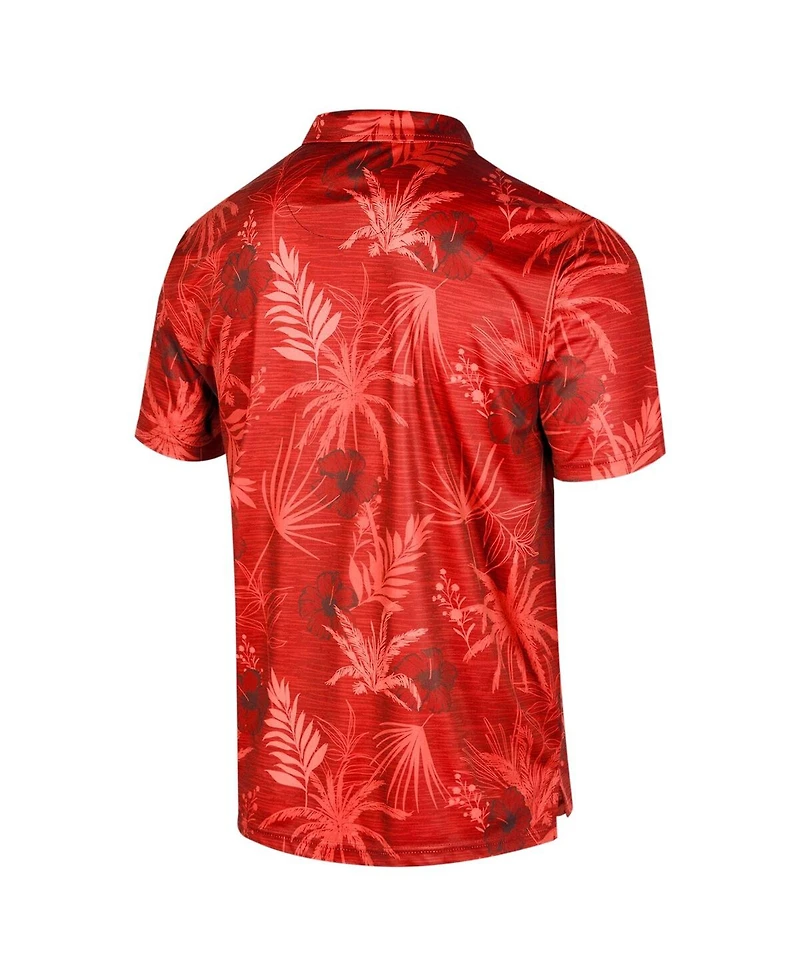 Men's Colosseum Red Wisconsin Badgers Big and Tall Palms Polo Shirt