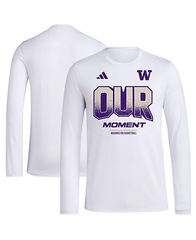 Men's and Women's adidas White Washington Huskies 2024 On-Court Bench Our Moment Long Sleeve T-shirt