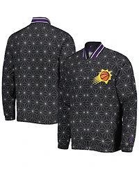 Men's Starter Black Phoenix Suns In-Field Play Fashion Satin Full-Zip Varsity Jacket