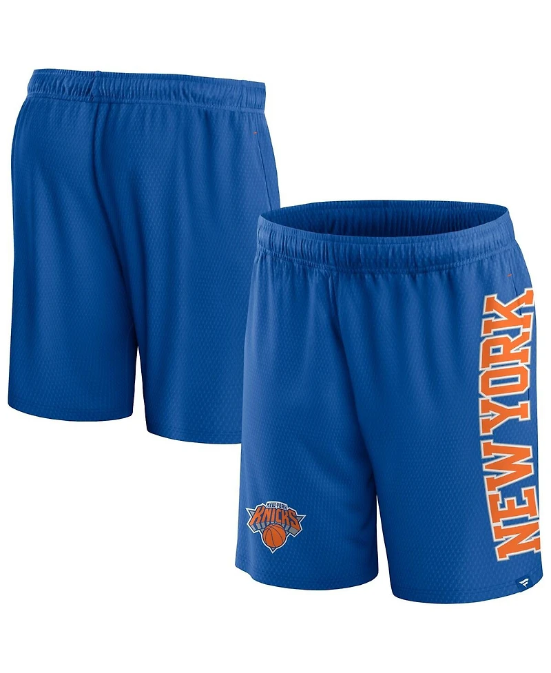 Men's Fanatics Blue New York Knicks Post Up Mesh Shorts