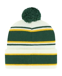 Youth Boys and Girls '47 Brand White, Green Oakland Athletics Stripling Cuffed Knit Hat with Pom