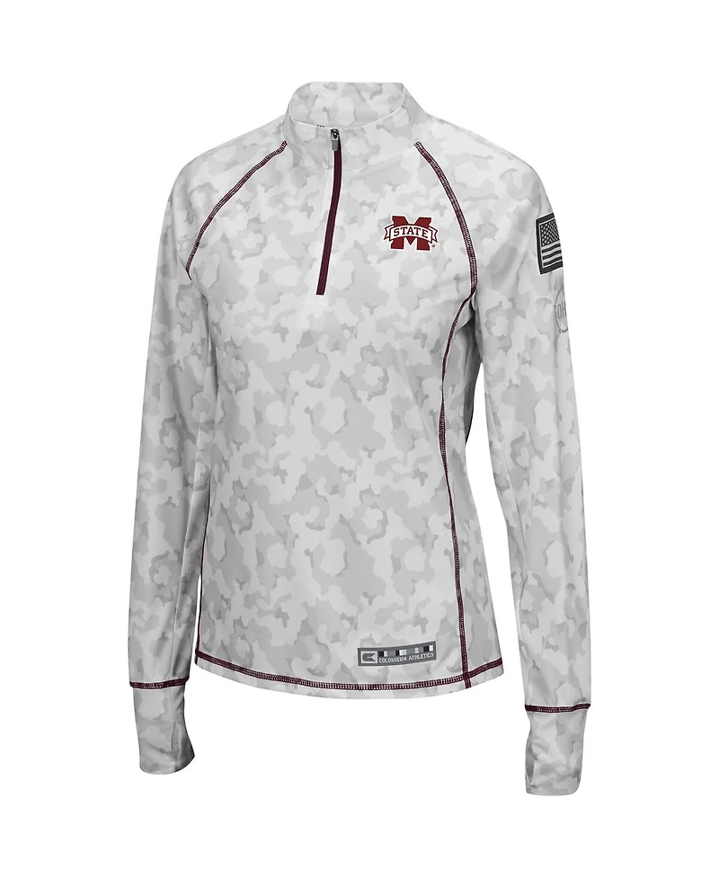 Women's Colosseum Camo Mississippi State Bulldogs Oht Military-Inspired Appreciation Officer Arctic Lightweight Quarter-Zip Top