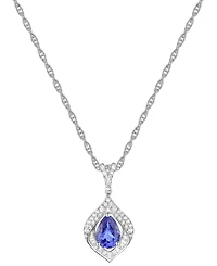 Lab-Grown Blue Sapphire (3/4 ct. t.w.) & Lab-Grown White Sapphire (1/3 ct. t.w.) Framed 18" Pendant Necklace in Sterling Silver (Also in Additional Ge