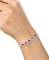 Amethyst (2 ct. t.w.) & Lab-Grown White Sapphire (3/4 Halo Five Stone Bolo Bracelet Sterling Silver (Also Morganite, Lab-Gro