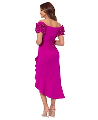 Xscape Women's Off-The-Shoulder Scuba Crepe Midi Dress