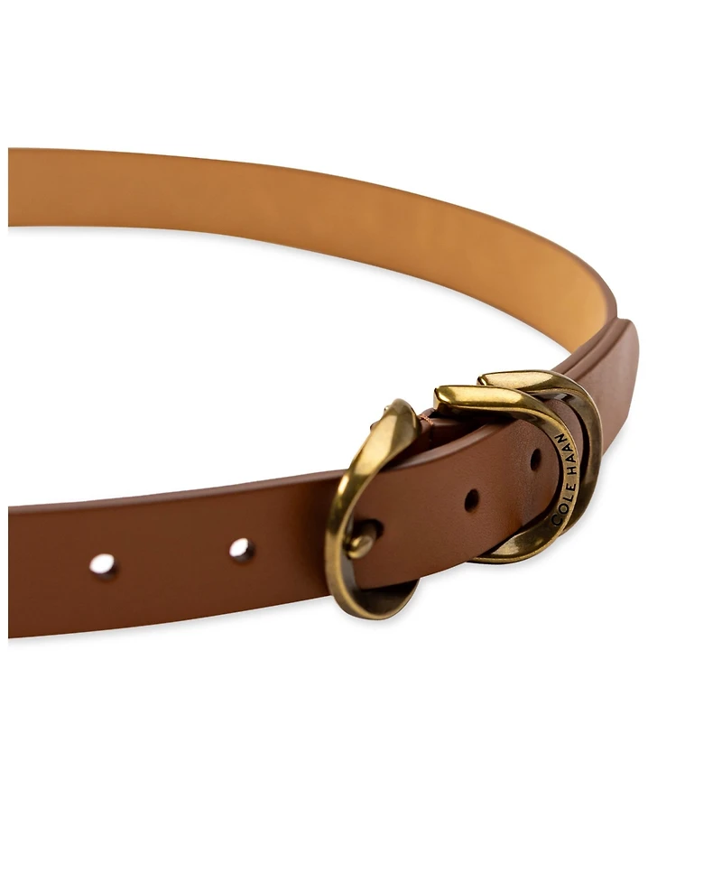 Cole Haan Women's Genuine Leather Sculptured Harness Buckle Belt