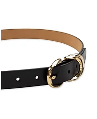 Cole Haan Women's Genuine Leather Sculptured Harness Buckle Belt