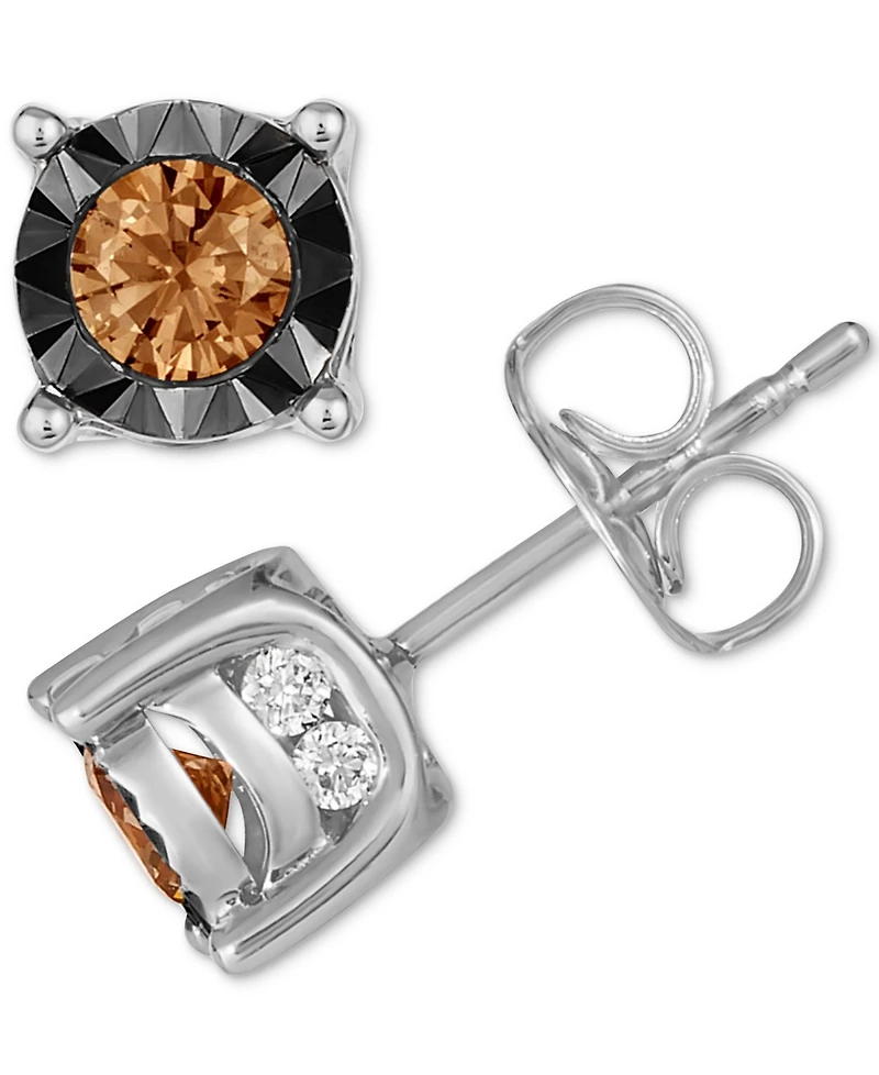 Le Vian Chocolate Diamond & Nude Stud Earrings (1/2 ct. t.w) 14k Rose Gold (Also Available White or Yellow Gold)