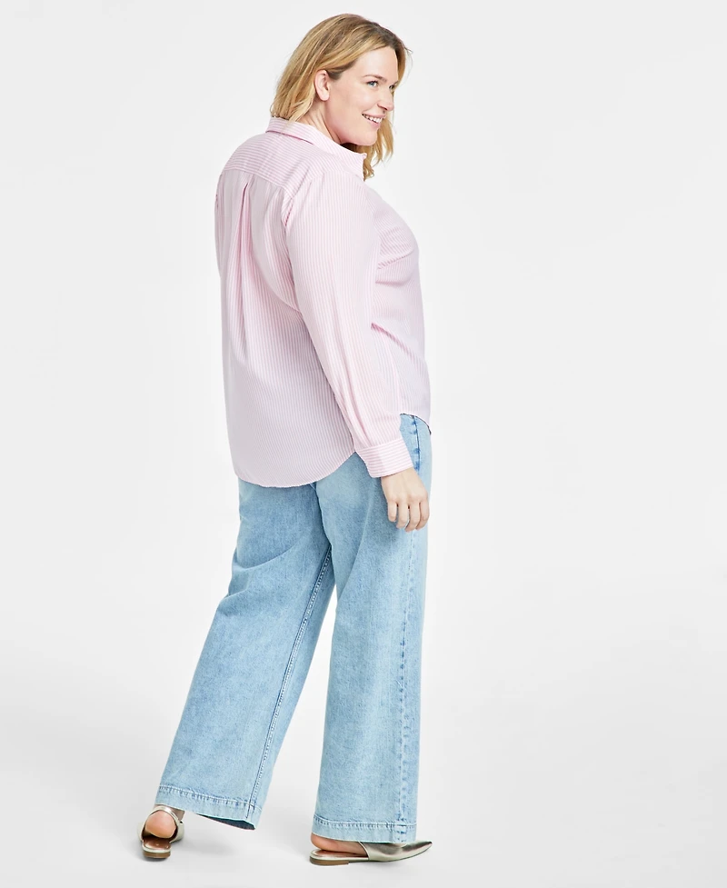 On 34th Trendy Plus Button-Front Crepe Shirt