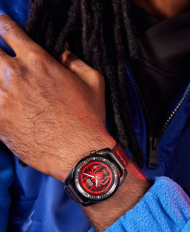 Citizen Eco-Drive Men's Marvel Miles Morales Black Leather Strap Watch 42mm