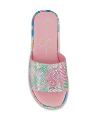 Jessica Simpson Little and Big Girls Sora Logo Floral Casual Slide Sandals