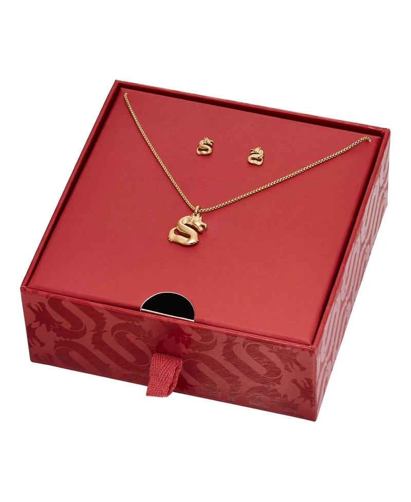 Skagen Women's Lny Gift Set Gold-Tone Stainless Steel Earrings and Necklace