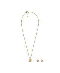 Skagen Women's Lny Gift Set Gold-Tone Stainless Steel Earrings and Necklace