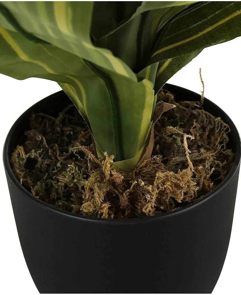 Monarch Specialties 17" Indoor Artificial Dracaena Plant with Decorative Black Pot