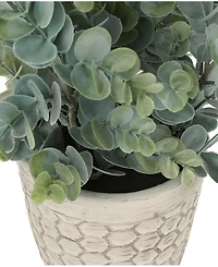 Monarch Specialties 13" Indoor Artificial Eucalyptus Grass Plants with Decorative White Pots, Set Of 2