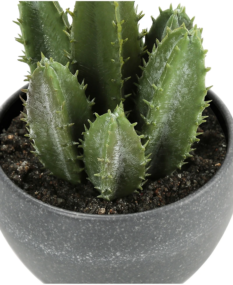 Monarch Specialties 6" Indoor Artificial Succulent Plants with Decorative Grey Cement Pots, Set Of 3