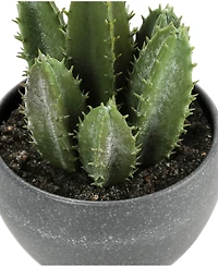 Monarch Specialties 6" Indoor Artificial Succulent Plants with Decorative Grey Cement Pots, Set Of 3