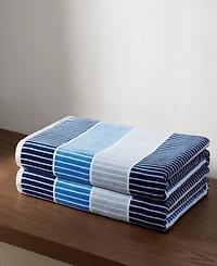 Calvin Klein Blocked Terry Yarn Dyed Stripe Beach Towel Set, 68" x 36"