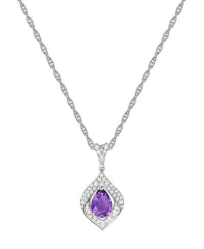 Lab-Grown Blue Sapphire (3/4 ct. t.w.) & White (1/3 Framed 18" Pendant Necklace Sterling Silver (Also Additional Ge