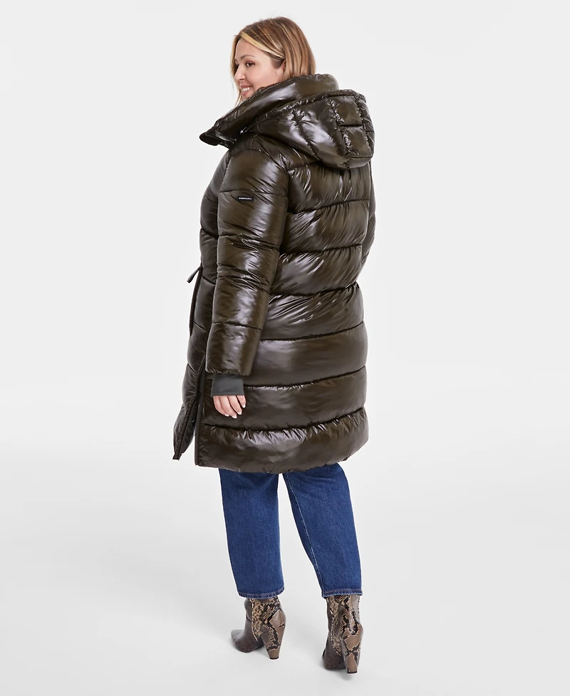 Bcbgmaxazria Plus Size Hooded Pillow-Collar Puffer Coat