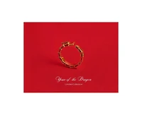 Sterling Silver 14K Gold Plated Fiery Dragon Ring - Size 7