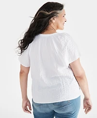 Style & Co Plus Flutter-Sleeve Top, Exclusively at Macy's