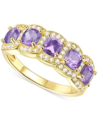 Amethyst (1-1/4 ct. t.w.) & Lab-Grown White Sapphire (1/3 Ring 14k Gold-Plated Sterling Silver (Also Citrine Opal)