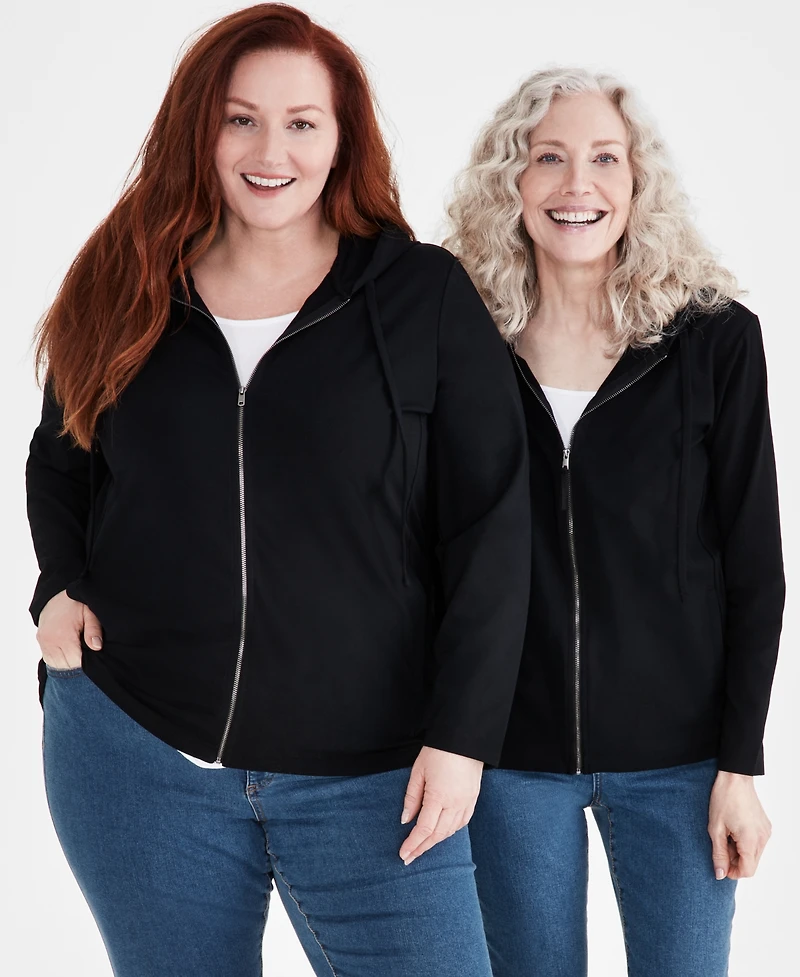 Style & Co Women's Zip-Front Hooded Sweatshirt, Created for Macy's