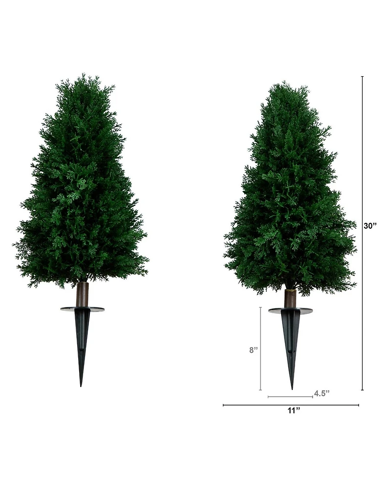 Nearly Natural 2.5ft. Uv Resistant Artificial Cedar Plant with Integrated Ground Stake Indoor/Outdoor - Set of 2