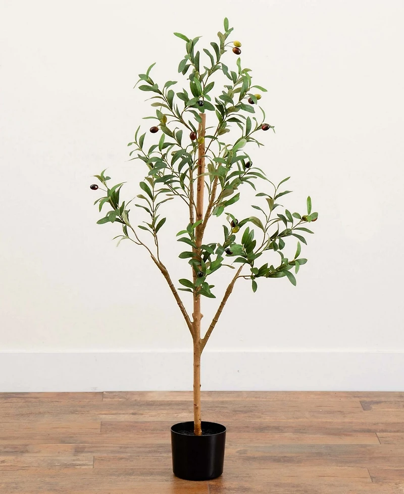 Nearly Natural 4ft. Artificial Olive Tree with Natural Trunk