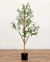 Nearly Natural 4ft. Artificial Olive Tree with Natural Trunk