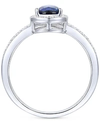 Lab-Grown Emerald (1/2 ct. t.w.) & White Sapphire (1/10 Pear Halo V Ring 14k Gold-Plated Sterling Silver (Also Additional Ge