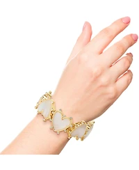 Jessica Simpson Womens Heart Bracelet - Gold-Tone Stretch Bracelet with Rhinestone Embellishments