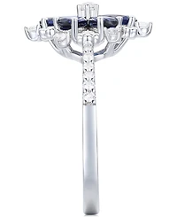 Lab-Grown Emerald (7/8 ct. t.w.) & White Sapphire (1/8 Flower Ring 14k Gold-Plated Sterling Silver (Also Additional Gemstone