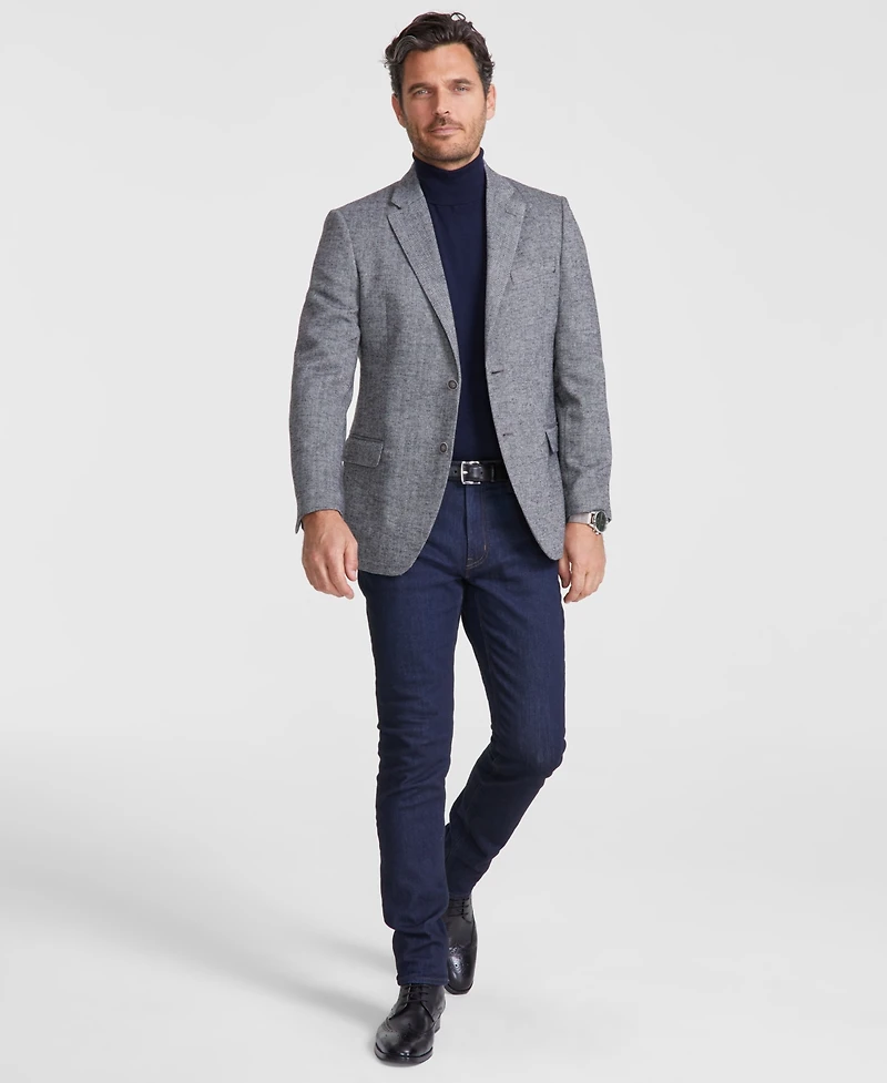 Nautica Men's Modern-Fit Solid Herringbone Tweed Sport Coat