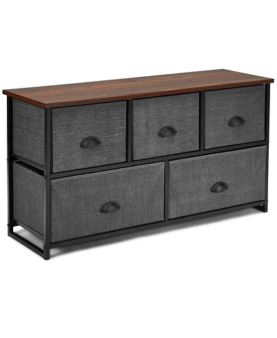 Sugift Dresser Storage Tower with 5 Foldable Cloth Storage Cubes