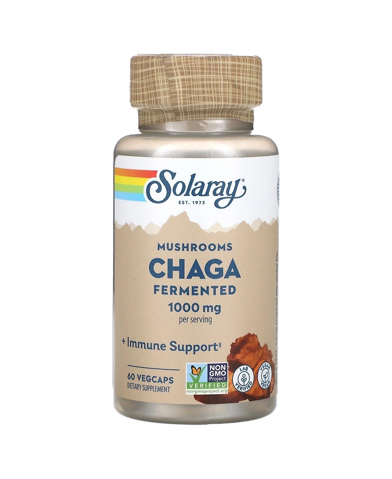 Solaray Fermented Chaga Mushrooms - 60 VegCaps (500 mg per Capsule)