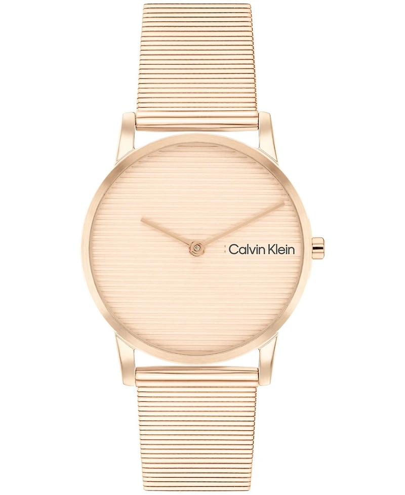 Calvin Klein Women's Ck Feel Carnation Gold-Tone Stainless Steel Mesh Watch 30mm