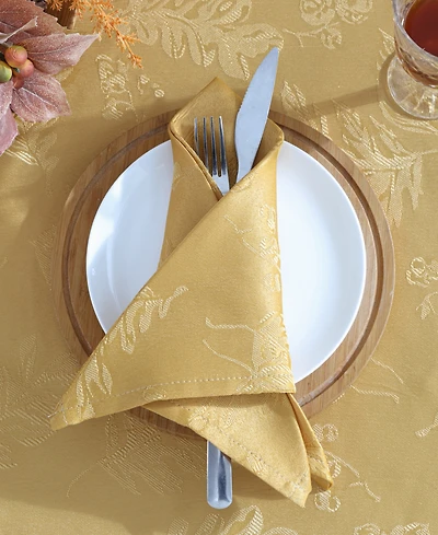 Elrene Elegant Woven Leaves Jacquard Damask Napkin, Set of 8