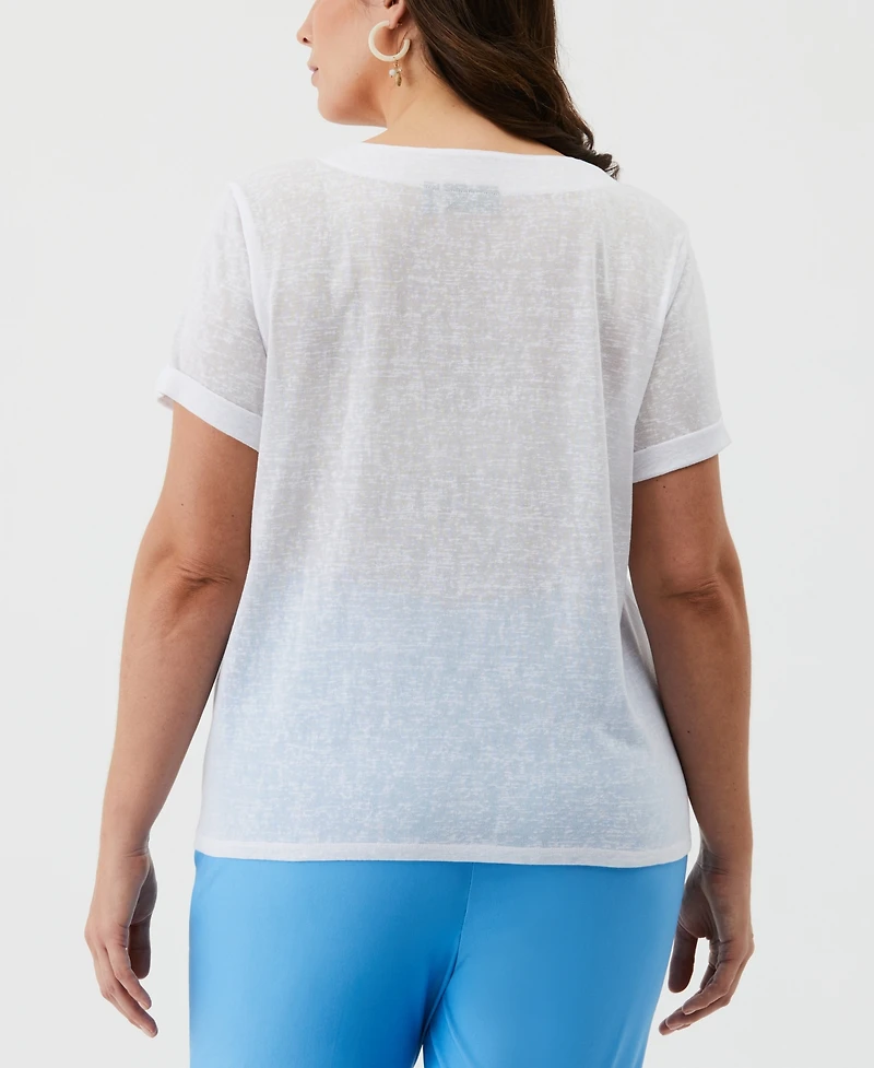 Ella Rafaella Plus Eco Solid Lace-Up Short Sleeve T-Shirt
