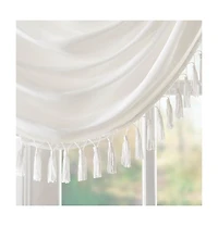 Madison Park Elena Faux Silk Waterfall Embellished Valance Window for Bedroom and kitchen, Lining Rob Pocket/Back Tab valances windows