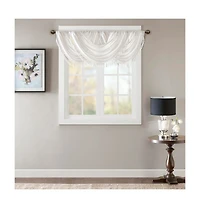 Madison Park Elena Faux Silk Waterfall Embellished Valance Window for Bedroom and kitchen, Lining Rob Pocket/Back Tab valances windows