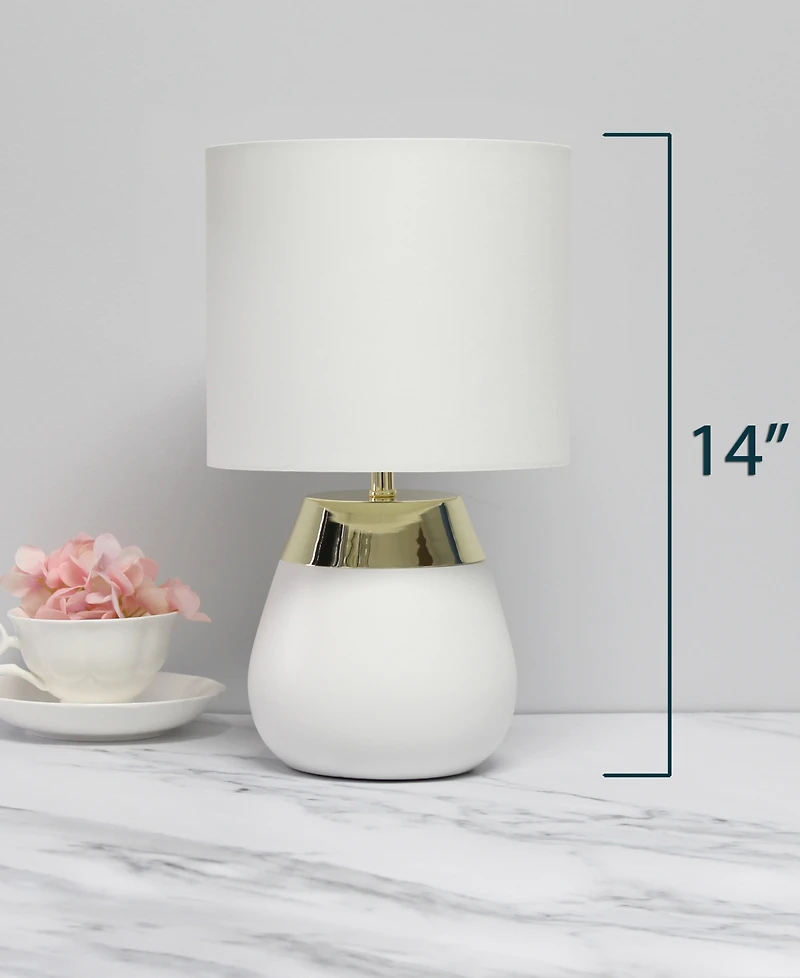 Simple Designs 14" Tall Modern Contemporary Two Toned Metallic Gold and White Metal Bedside Table Desk Lamp