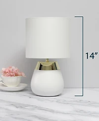 Simple Designs 14" Tall Modern Contemporary Two Toned Metallic Gold and White Metal Bedside Table Desk Lamp