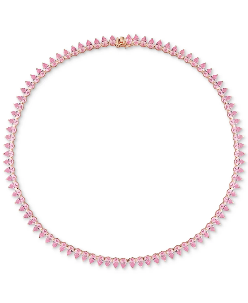 Lab-Grown Pink Sapphire 18" Tennis Necklace (35 ct. t.w.) in Rose-Plated Sterling Silver