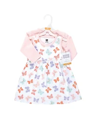Hudson Baby Baby Girls Hudson Cotton Dress and Cardigan Set
